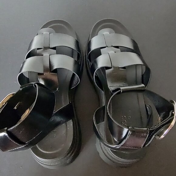 Black Platform Buckle Sandals Fisherman Chunky Goth Dominatrix ASOS size 10 - Picture 9 of 11